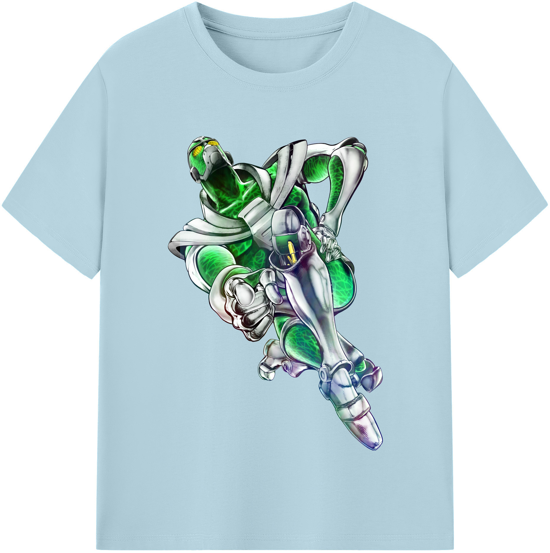（画像用） ジョジョの奇妙な冒険 花京院 典明（かきょういん のりあき） JoJo's Bizarre Adventure Kakyoin Noriaki 綿100％半袖Tシャツ（フロントプリント）